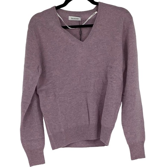 NEW! NAADAM Size Small V Neck Pullover Sweater Purple $385 MSRP J7-13 - Picture 1 of 11
